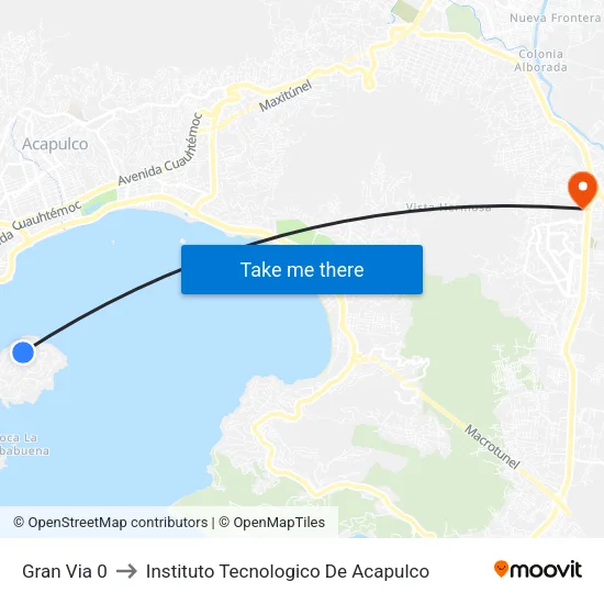 Gran Via 0 to Instituto Tecnologico De Acapulco map
