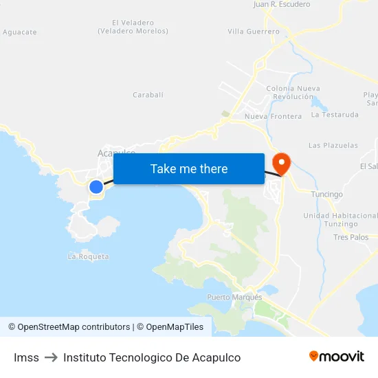 Imss to Instituto Tecnologico De Acapulco map