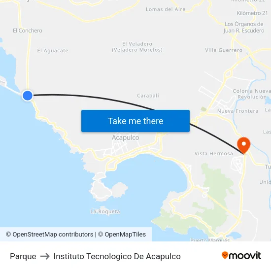 Parque to Instituto Tecnologico De Acapulco map