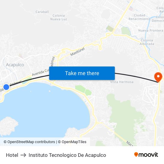 Hotel to Instituto Tecnologico De Acapulco map