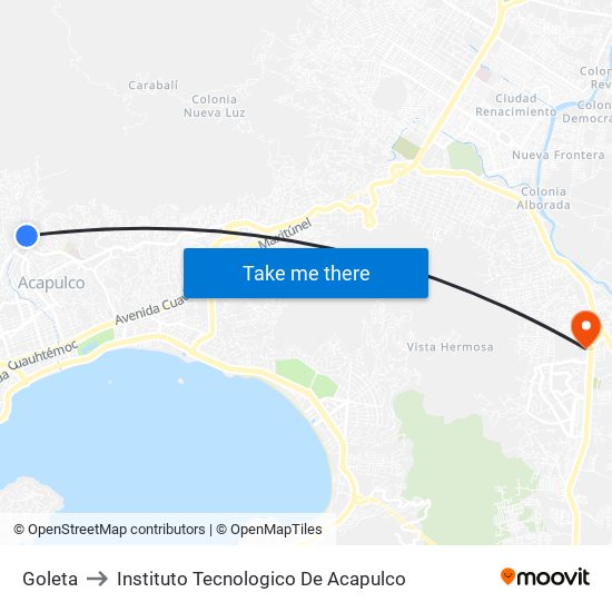 Goleta to Instituto Tecnologico De Acapulco map