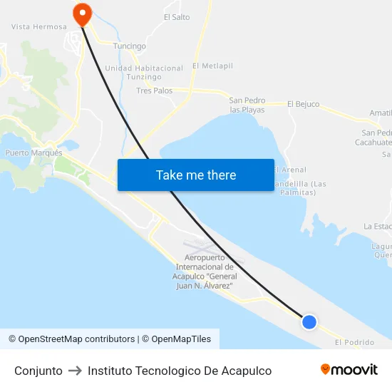 Conjunto to Instituto Tecnologico De Acapulco map