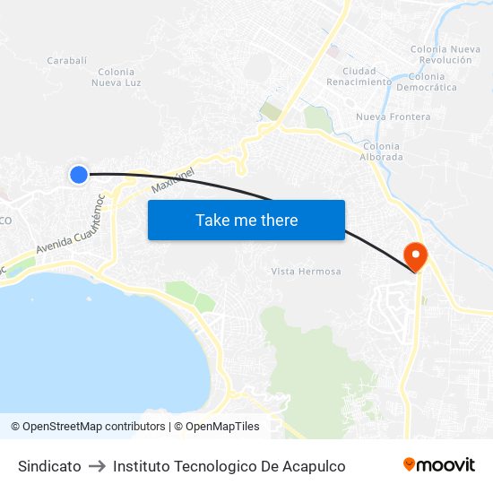 Sindicato to Instituto Tecnologico De Acapulco map