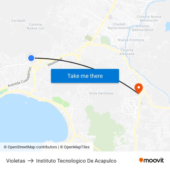 Violetas to Instituto Tecnologico De Acapulco map