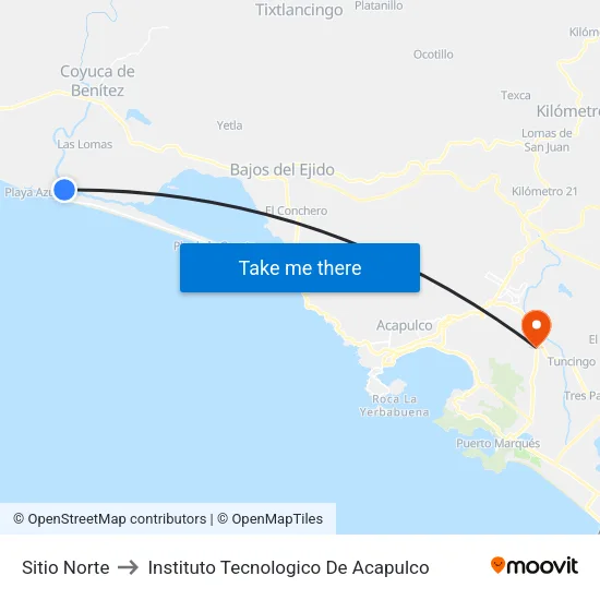 Sitio Norte to Instituto Tecnologico De Acapulco map