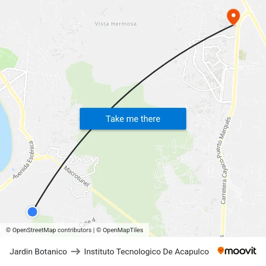 Jardin Botanico to Instituto Tecnologico De Acapulco map