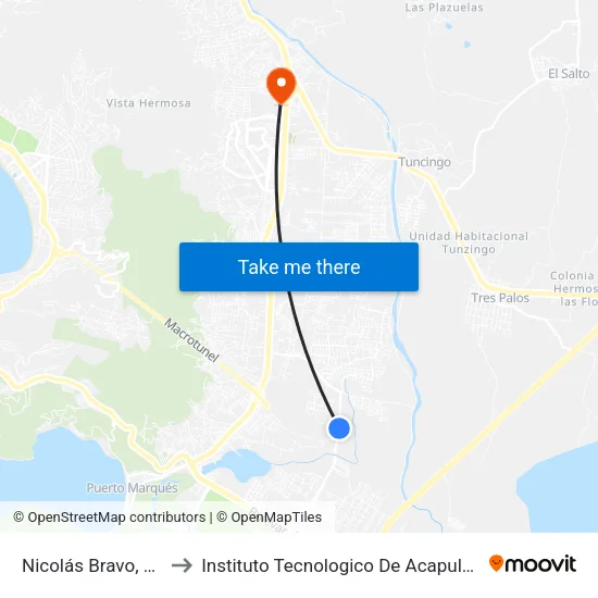 Nicolás Bravo, 21 to Instituto Tecnologico De Acapulco map