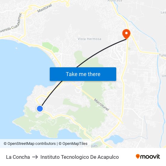 La Concha to Instituto Tecnologico De Acapulco map