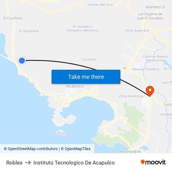 Robles to Instituto Tecnologico De Acapulco map