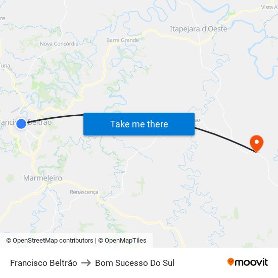 Francisco Beltrão to Bom Sucesso Do Sul map