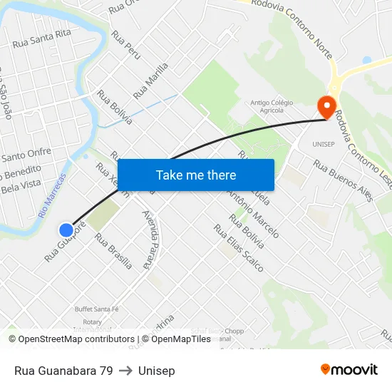 Rua Guanabara 79 to Unisep map
