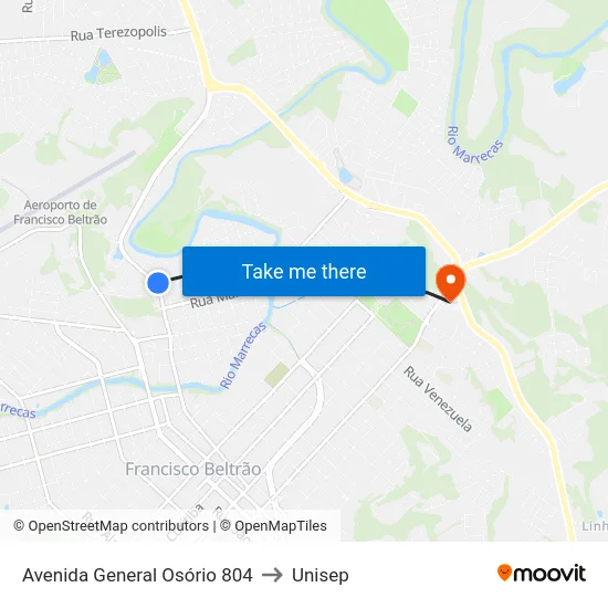 Avenida General Osório 804 to Unisep map