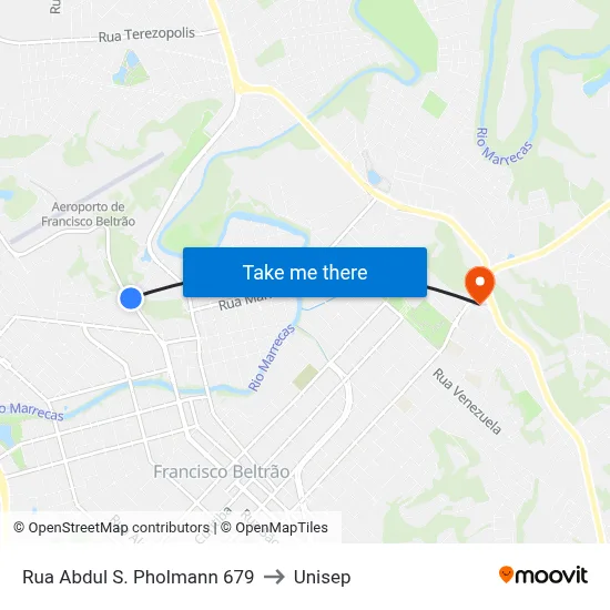 Rua Abdul S. Pholmann 679 to Unisep map