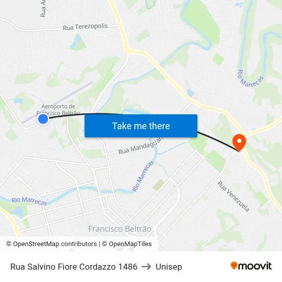 Rua Salvino Fiore Cordazzo 1486 to Unisep map