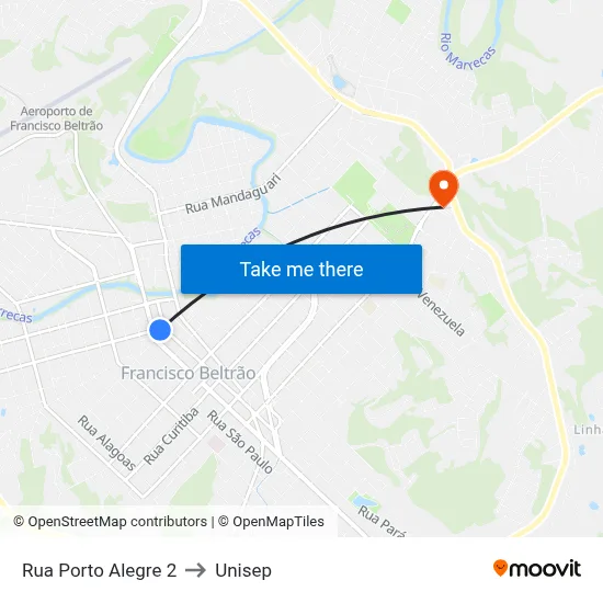 Rua Porto Alegre 2 to Unisep map