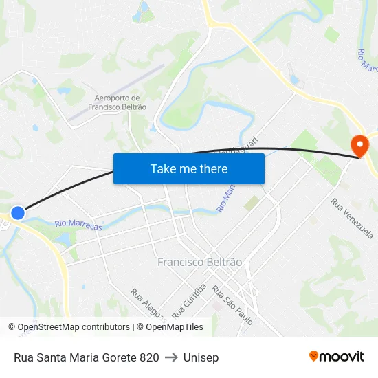 Rua Santa Maria Gorete 820 to Unisep map