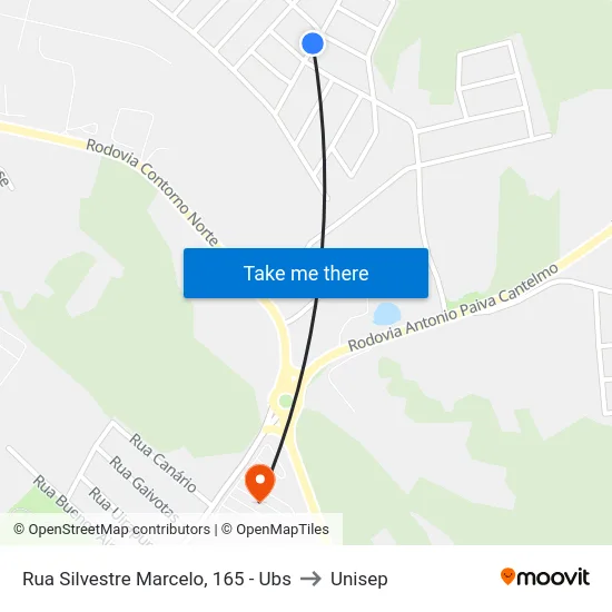 Rua Silvestre Marcelo, 165 - Ubs to Unisep map