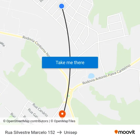 Rua Silvestre Marcelo 152 to Unisep map
