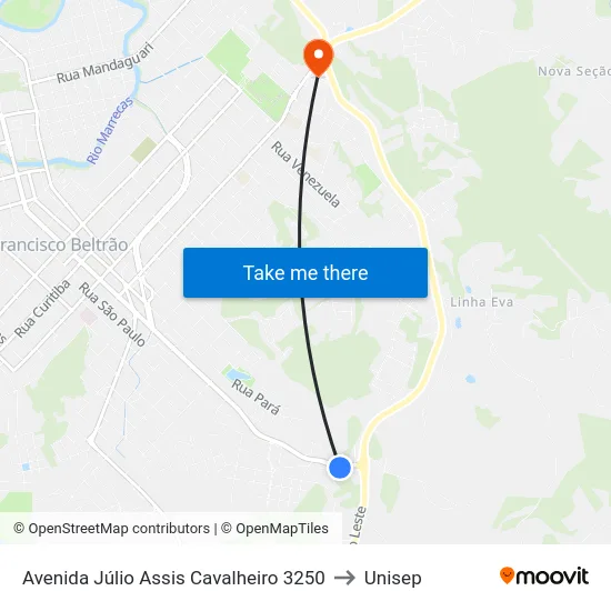 Avenida Júlio Assis Cavalheiro 3250 to Unisep map