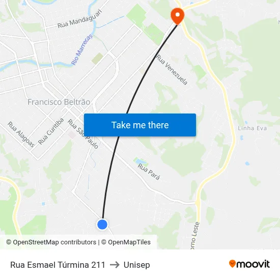 Rua Esmael Túrmina 211 to Unisep map