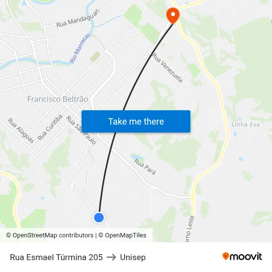 Rua Esmael Túrmina 205 to Unisep map