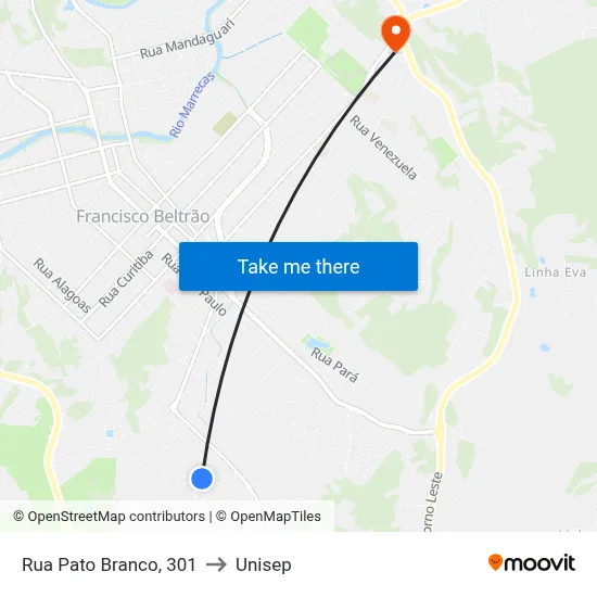 Rua Pato Branco, 301 to Unisep map