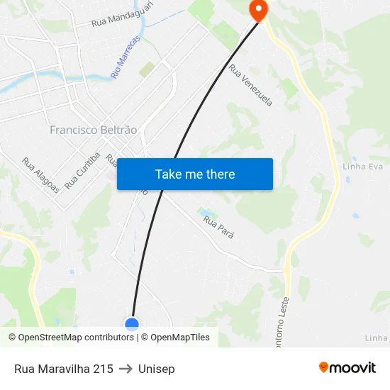 Rua Maravilha 215 to Unisep map