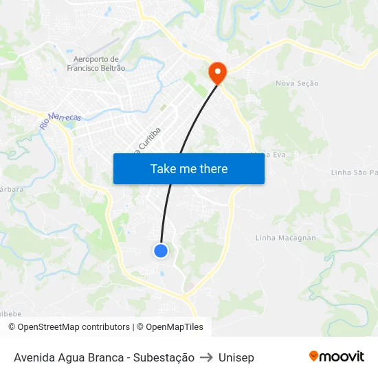 Avenida Agua Branca - Subestação to Unisep map