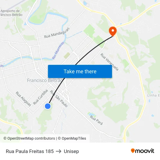 Rua Paula Freitas 185 to Unisep map