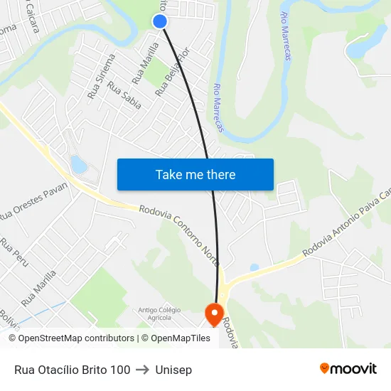 Rua Otacílio Brito 100 to Unisep map