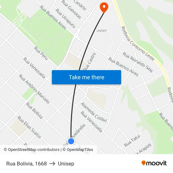 Rua Bolivia, 1668 to Unisep map