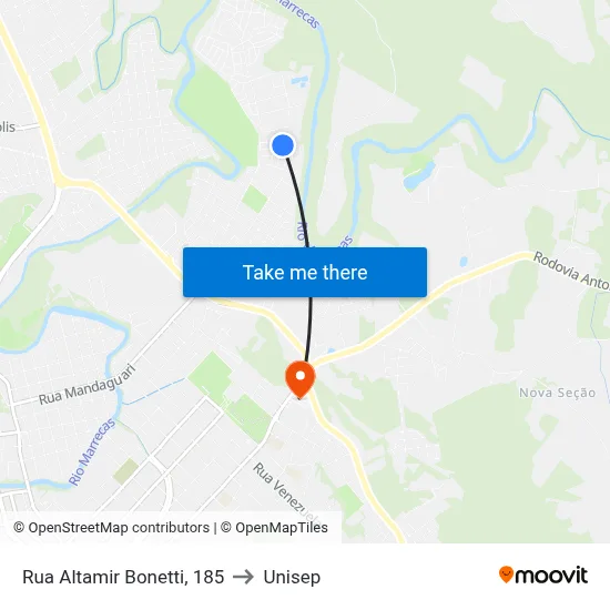 Rua Altamir Bonetti, 185 to Unisep map