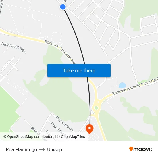 Rua Flamimgo to Unisep map