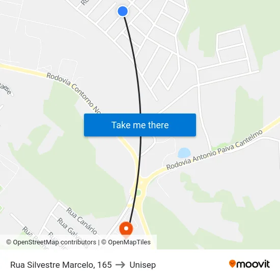 Rua Silvestre Marcelo, 165 to Unisep map