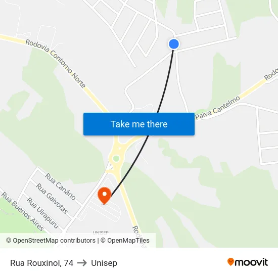Rua Rouxinol, 74 to Unisep map