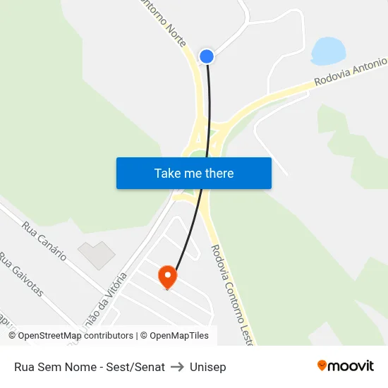 Rua Sem Nome - Sest/Senat to Unisep map