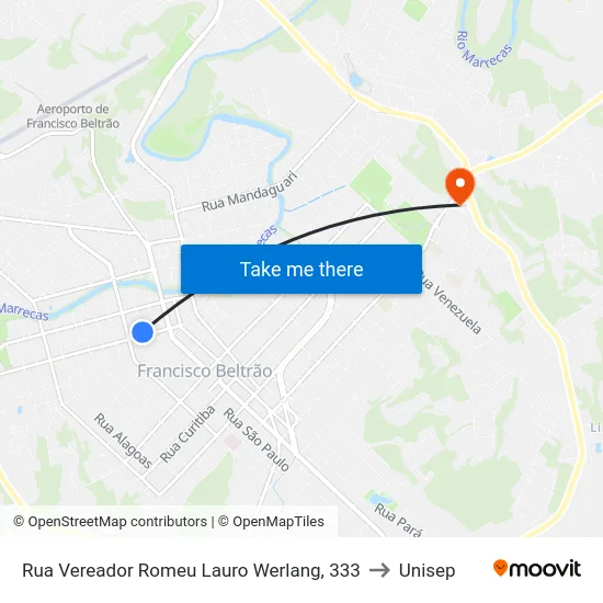 Rua Vereador Romeu Lauro Werlang, 333 to Unisep map