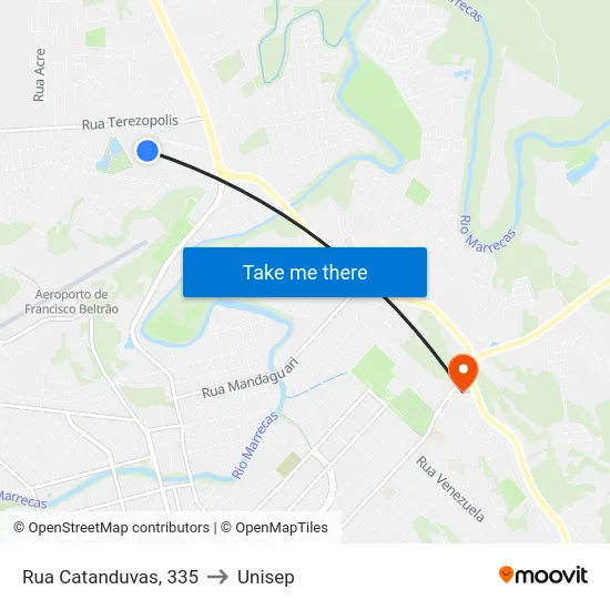 Rua Catanduvas, 335 to Unisep map