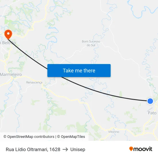 Rua Lídio Oltramari, 1628 to Unisep map