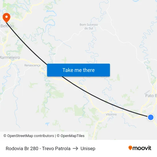 Rodovia Br 280 - Trevo Patrola to Unisep map