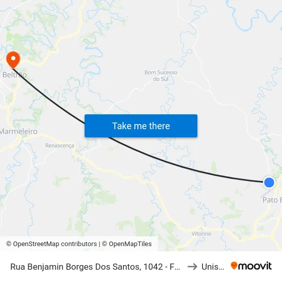 Rua Benjamin Borges Dos Santos, 1042 - Fadep to Unisep map