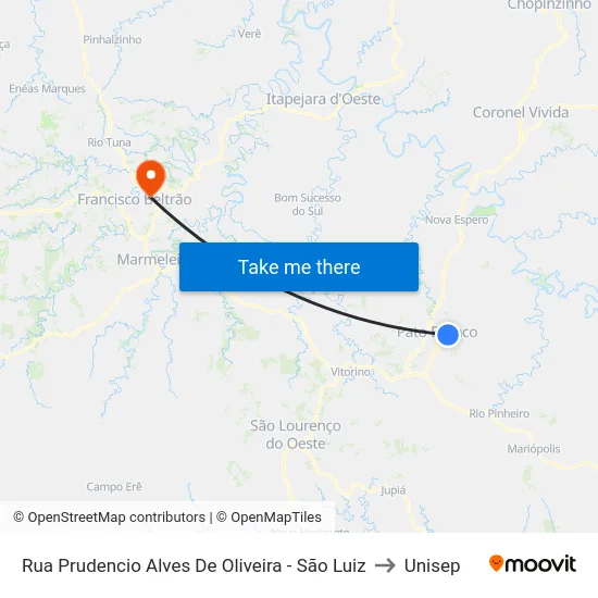 Rua Prudencio Alves De Oliveira - São Luiz to Unisep map