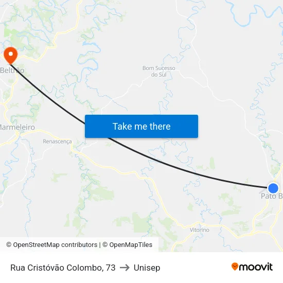 Rua Cristóvão Colombo, 73 to Unisep map