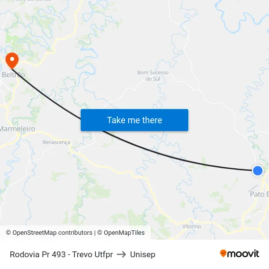 Rodovia Pr 493 - Trevo Utfpr to Unisep map