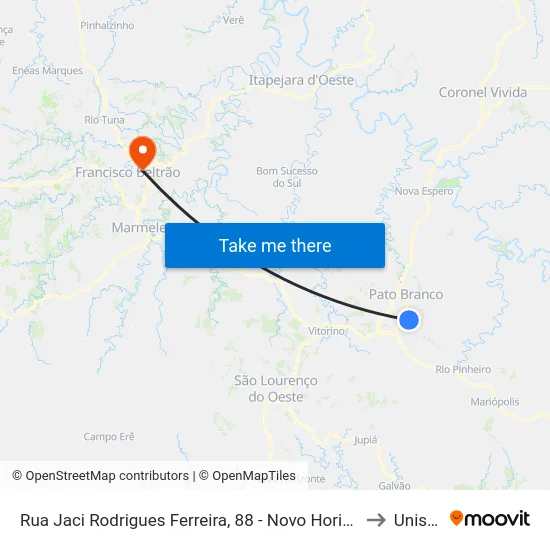 Rua Jaci Rodrigues Ferreira, 88 -  Novo Horizonte to Unisep map