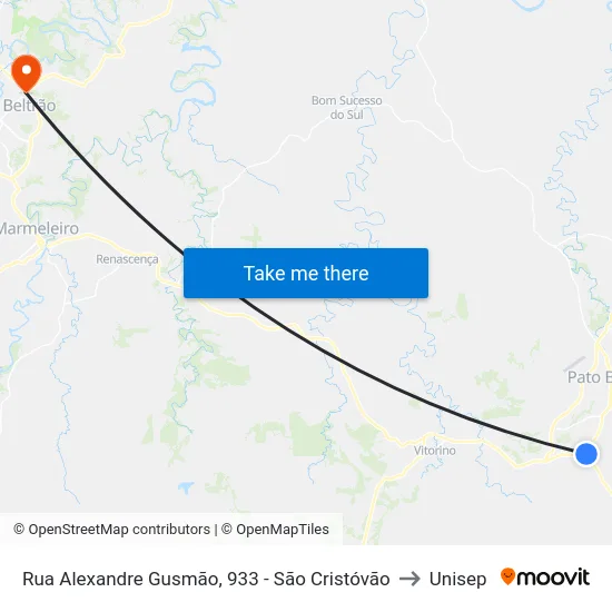 Rua Alexandre Gusmão, 933 - São Cristóvão to Unisep map