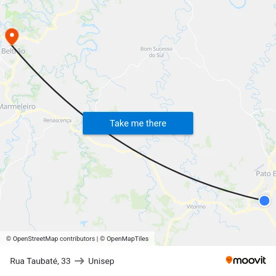 Rua Taubaté, 33 to Unisep map