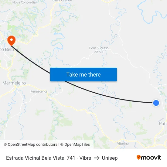 Estrada Vicinal Bela Vista, 741 - Vibra to Unisep map