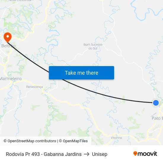 Rodovia Pr 493 - Gabanna Jardins to Unisep map