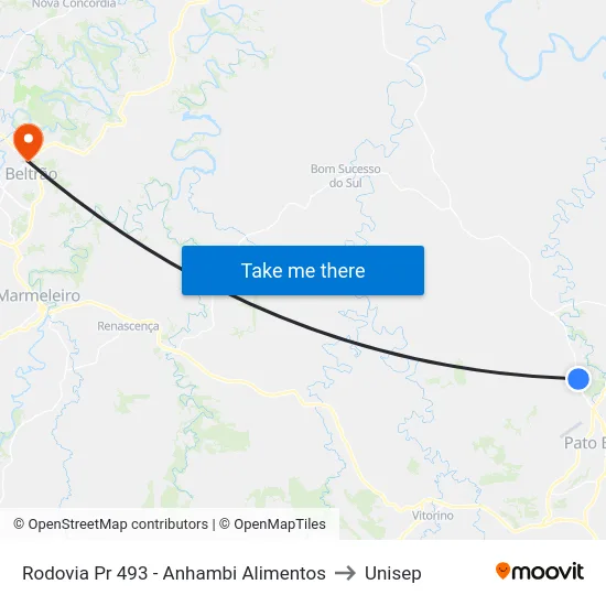 Rodovia Pr 493 - Anhambi Alimentos to Unisep map
